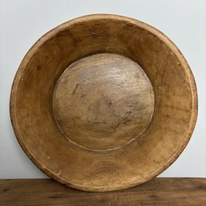 Vintage Wooden Dough Bowl - 15” Rustic Dish - Large Antique Bowl - #210 - Picture 1 of 8