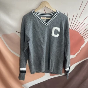 Todd Snyder Champion Gray Stripe Waffle Knit Reverse Weave Sweatshirt Sz Large - Picture 1 of 7