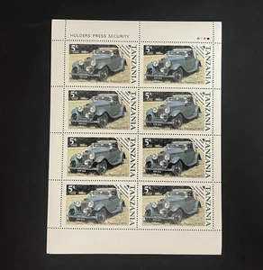 Tanzania 1986 $5 Rolls Royce-100th Anniversary of the Automobile Mini Sheet of 8 - Picture 1 of 3