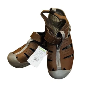 Crocs Mens fisherman Yukon Vista II Brown Leather Sandals 10 rare hiking outdoor - Picture 1 of 8