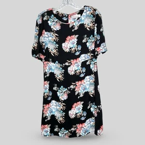 WAYF Da Dove Vieni Mini Abito Floreale Manica Corta Nero Blu Rosa Taglia M - Foto 1 di 5