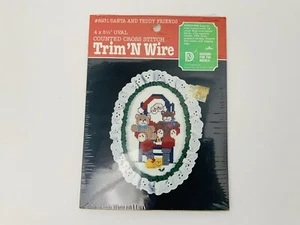 Vtg Lois Thompson Christmas Counted Cross Stitch Santa Teddy Bears Oval 8931 - Picture 1 of 12