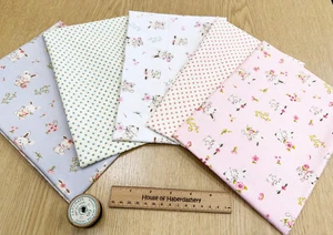 Fat Quarter Bundle - Cute Baby Bunny Rabbit & Spots Nursery Bunting Craft Fabric - Picture 1 of 7