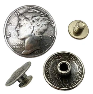 4 Pack Mercury Liberty United States Dime Screw Back Conchos - 5/8" - Picture 1 of 6