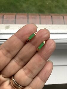 18ct Yellow Gold Natural Untreated High Quality Myanmar Jadeite Earrings