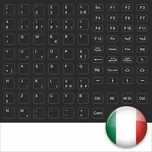 Black Stick Keystick Italy Keyboard Stickers Italian Black FSC HP IBM New - Picture 1 of 1