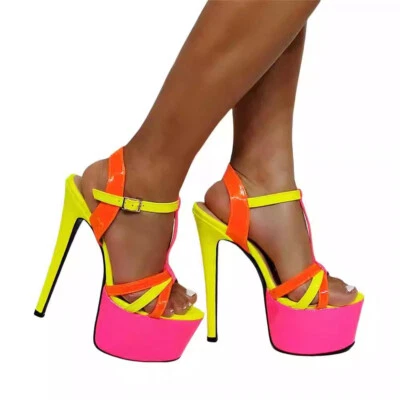 Sexy Mujeres Sandalias de Plataforma Punta Abierta Tacones Altos Prendas para club nocturno Zapatos Mujer Talla 5-20 Foto 1 de 4
