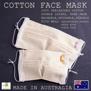 100% Cotton Face mask Washable Reusable double layer Kids size Australian Made - Picture 1 of 7