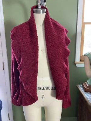 Cárdigan Rafaella Frente Abierto Rojo/Negro Cuello Volantes Para Mujer Talla L Foto 1 de 4