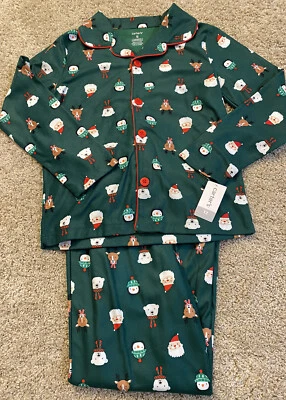 CARTER'S Girls Polyester 2 Piece Green Santa Pajama NWT Retails $38 Size 12 - Image 1 of 3