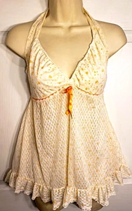 Vintage 60s Babydoll Lingerie Set Halter with Ruffles Womens M - Picture 1 of 4