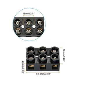 Terminal Block 500V 60A Dual Row 3 Positions Screw Electric Barrier Strip 2Pcs - Picture 1 of 3