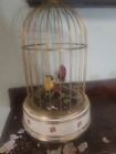 Antique West Germany Automaton Singing Bird Musical Cage Hexagonal Ornate (Read)