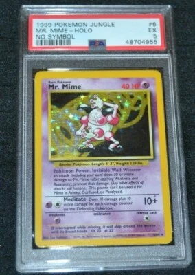 Holo Foil Mr. Mime # 6/64 No Symbol Error Jungle Set Pokemon Cards PSA 5 EX - Image 1 of 2