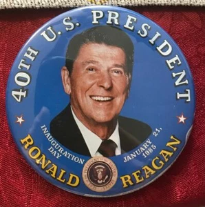 1985 3 3/8"RONALD REAGAN 40TH US PRESIDENT INAUGURATION DAY PICTURE PINBACK - Picture 1 of 1