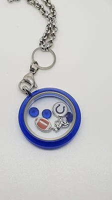 Indianapolis Colts Floating Charm Locket Blue Fashion Pendant Necklace   - Image 1 of 2