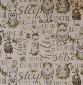 Baby Farm Animals Fabric All Cotton Defective Edge BY THE YARD x 42 Wide - Picture 1 of 8