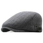 Mens Traditional Style Flat Cap Tweed Wool Blend Country Newsboy Hat Adjustable