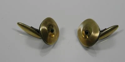 Zwei Manschettenknöpfe vergoldet mit rundem Stein DRGM um 1900 - Bild 1 von 3