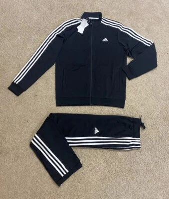 Adidas Mens 3 Stripes Tricot Tracksuit NWT Jacket & Pants Set Black Multiple Sz - Image 1 of 4