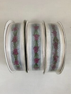 (3) KIRKLAND WIRE EDGED RIBBON IRIS FLOWER DESIGN 50 YARDS PER ROLL 1.5" WIDE - Image 1 of 4