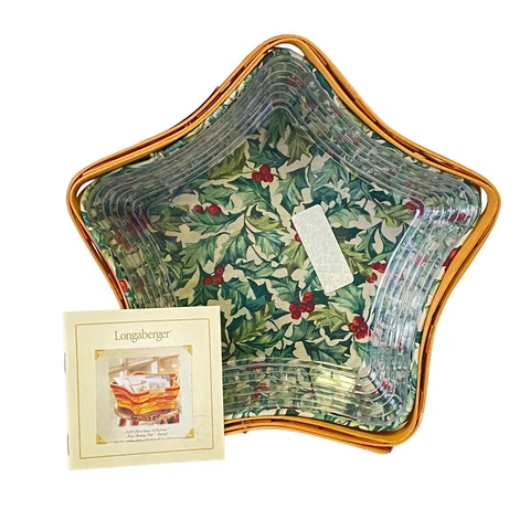Longaberger Christmas Collection 2001 Ed Red Shining Star Basket Liner Protector Cover