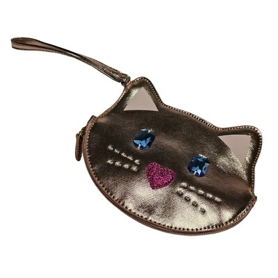 Сумочка на запястье Luv Betsey Johnson кошелек для монет кошка искусственное розовое золото кожа 7 дюймов x 5 дюймов - Изображение 1 из 4