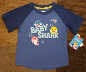 BABY SHARK - Blue Raglan S/S Tee T-Shirt Toddler Boys Girls sz 5T - Picture 1 of 1