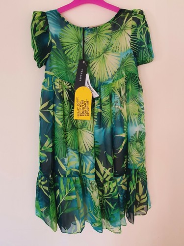 Abito Versace bambino giovane Versace in seta con foglie. Età 10 anni. Nuovo con etichetta Designer