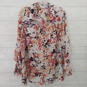 Kim Rogers Shirt 2x Knopfleiste rosa Blumenmuster halbtransparent bunt Portafino - Bild 1 von 6