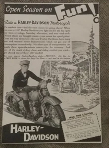 Vintage ORIGINAL 1937 Harley-Davidson And Detroit Red Wings Hockey advertisement - Picture 1 of 9