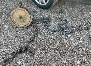 Vintage Harrington Peerless 1 Ton Kettenzug mit 2 Ketten & großem Haken USA - Bild 1 von 4