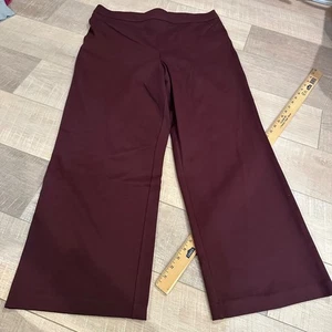 PANTALONES NINE WEST HIGH RISE PIERNA ANCHA XL ROJO BORGOÑA ESCULPIDOS NUEVOS - Imagen 1 de 13