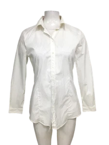 BURBERRY LONDON Ladies UK 10 White Long Sleeve Blouse Shirt Pre-Loved Classic - Picture 1 of 9