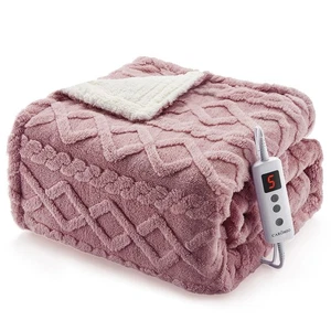 Heated Throw Blanket - Thick Tufted Sherpa Electric Blanket Throw with 10 Hea... - Picture 1 of 9