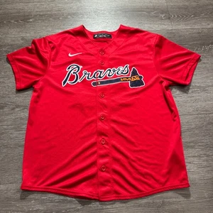 Nike Atlanta Braves Baseball Jersey Boys Large Red Polyester NWOT - Picture 1 of 8