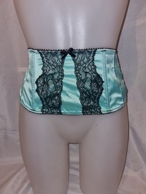 Gorgeous Green Black ANN SUMMERS Boned Waspie girdle Waist Clincher Size 8 10