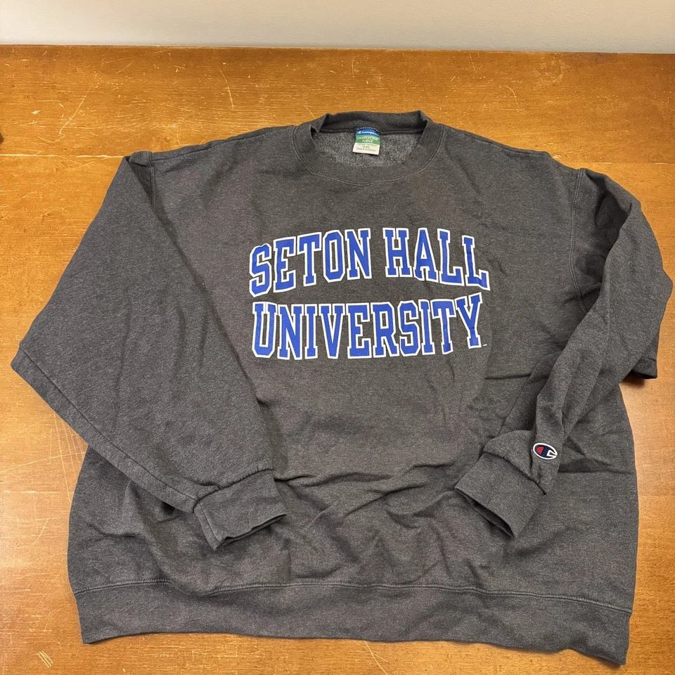 Seton Hall Pirates Sweatshirt Mens 2XL Gray Fleece Pullover Long Sleeve Champion - Image 1 of 4
