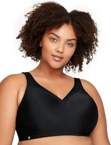 Sujetador deportivo sin costuras MagicLift talla grande figura completa Glamorise negro 42G - Imagen 1 de 4