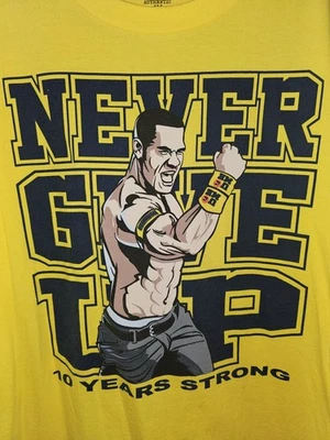 John Cena 2012 10th Anniversary WWE 4xl Xxxxl Mens Yellow Graphic Logo Tshirt - Image 1 of 4