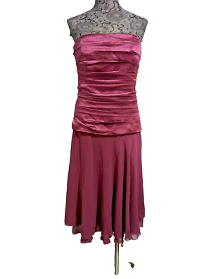 Новый с Ярлыками Nicole Miller без бретелек плиссированные атласный лиф бордовый размер 12 - Изображение 1 из 4