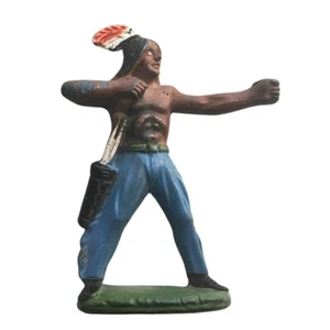 Vintage Cast Iron Native American Figurine Bow & Arrow Pose - Picture 1 of 3