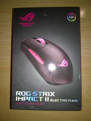 Asus ROG Strix Impact II Electro Punk Wired Gaming Mouse Black Pink Ambidextrous - Image 1 of 4
