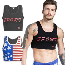 Men's Crop Top Sports Bra Short Bustier Tank Tops Undershirt Underwear Lingerie