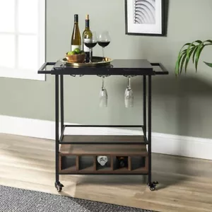 Bar Cart Drinks Trolley (Black/Walnut) - Picture 1 of 4