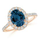 Natural London Blue Topaz with Rose Gold Plated 925 Sterling Silver Ring #3894