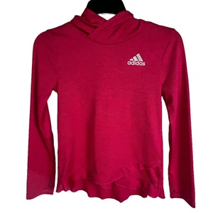 Adidas size 6 Youth Girls Long Sleeve Hoodie Pink Pullover L Shirt Top - Picture 1 of 9