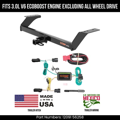 Enganche de remolque Lincoln MKZ 17-20 con cableado de 4 pines 30L V6 EcoBoost Exc AWD Curt Foto 1 de 3