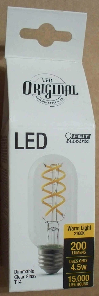 Feit LED 4.5W T14 Filament - Clear Glass - Amber White - Dimmable-179477-Save2+ - Image 1 of 1