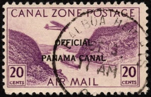Canal Zone Scott # CO10 - 20 Cents Red Violet Airmail Official Type II Overprint - Picture 1 of 1